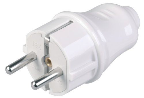 Вилка электрическая с заземлением прямая IEK ВПп10-01-Ст 16А белый картинка 